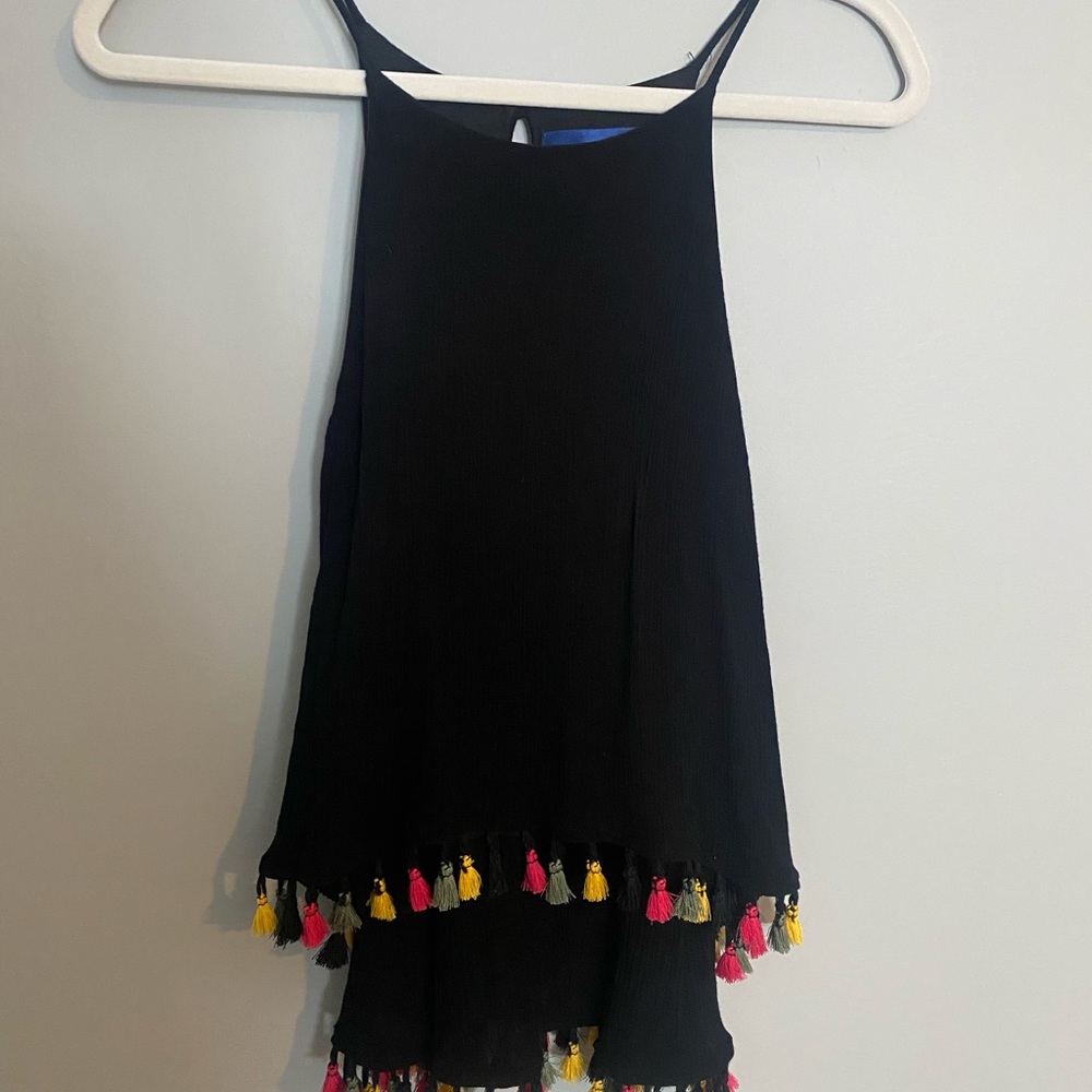 Blue rain black cha cha tank